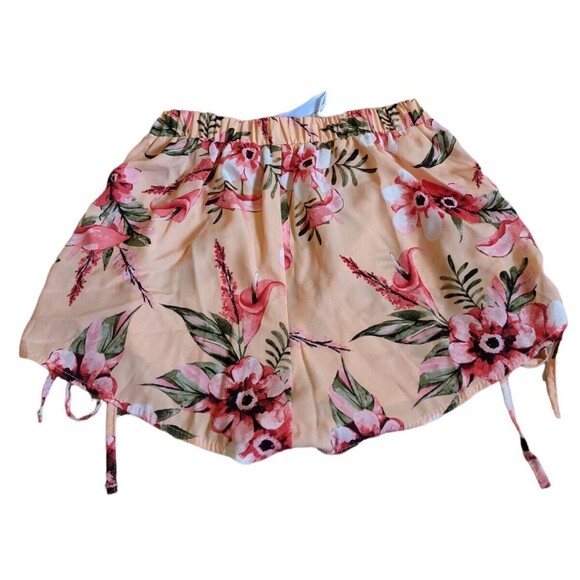 LF Short Floral Cinched Sides High Rise Elastic Waist Pull On Tropical Small - Picture 2 of 10